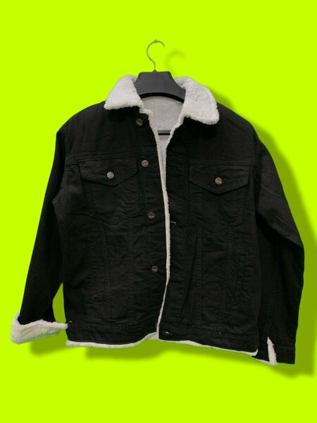 Black Denim Jacket With Full Furr