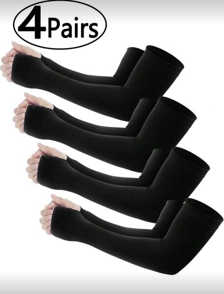 4 Paires Manches Anti-UV Noir