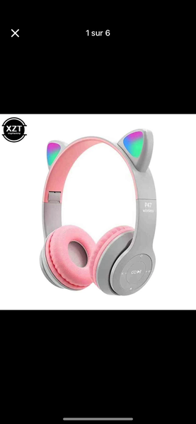Casque Bluetooth Oreilles Chat LED