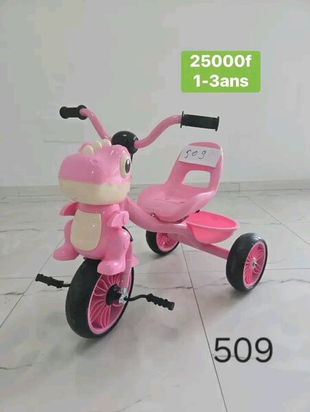 Tricycle enfant dinosaure rose