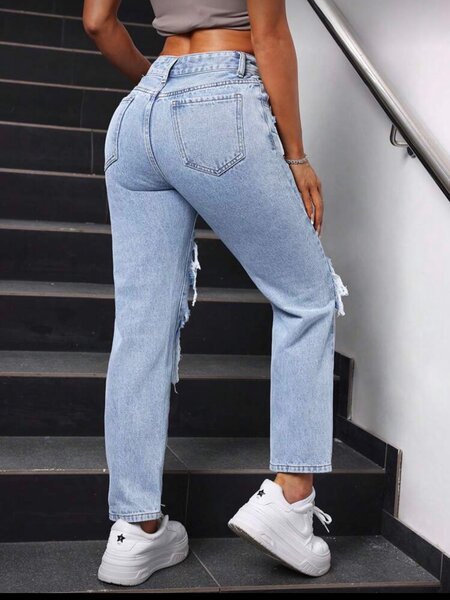 Jean déchiré taille haute