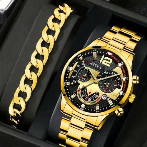 Montre et bracelet en acier pour homme