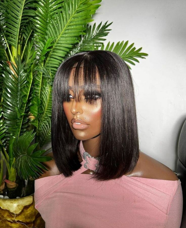 Silky Straight Bob Wig With Bangs