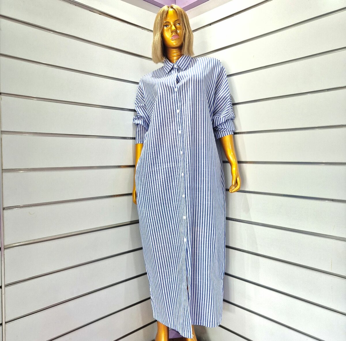 Robe chemise rayée femme