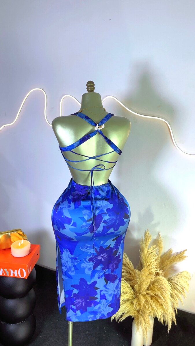 Robe Bleu Dos Nu Élégante