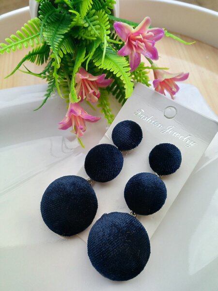 Blue black ball Earring