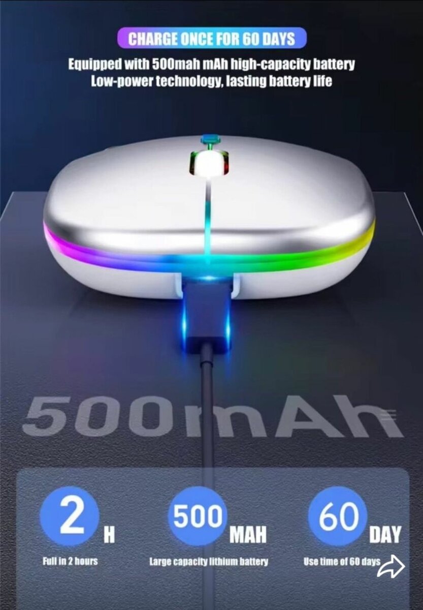 Souris sans fil LED rechargeable