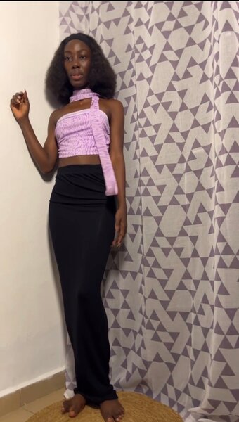 Top court façon écharpe violet