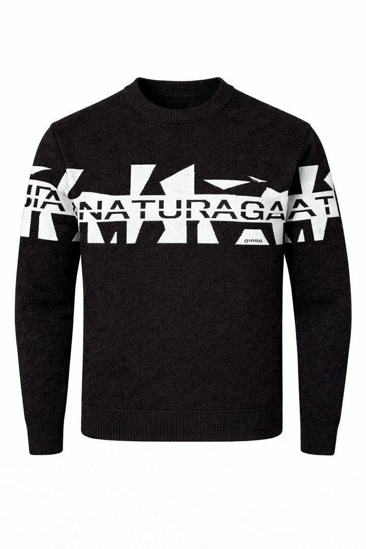 Pull homme noir avec motif graphique