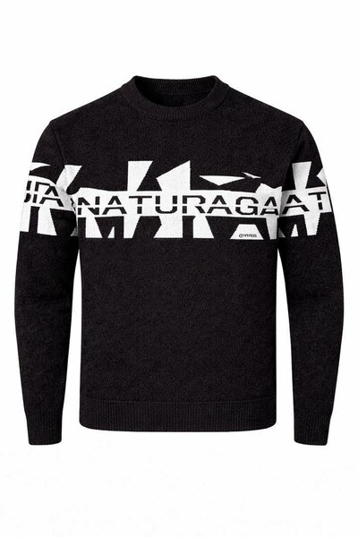 Pull homme noir avec motif graphique