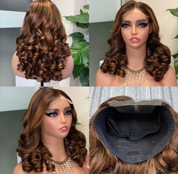 5*5 loose bouncy SDD 4/30# glueless wig