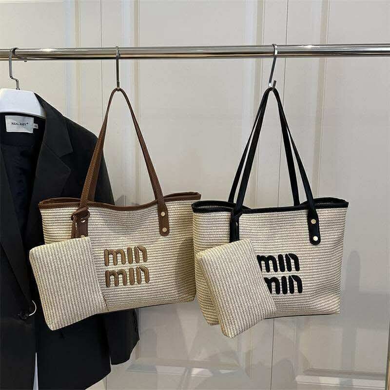 Stylish Straw Tote Bag Set