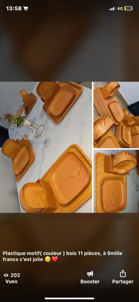 Ensemble de vaisselle imitation bois