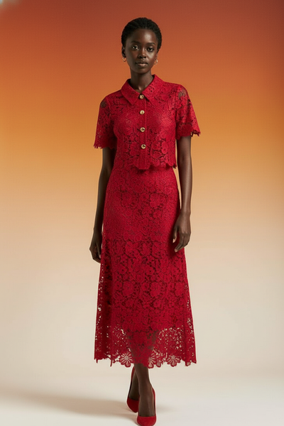Ensemble Dentelle Rouge Élégant