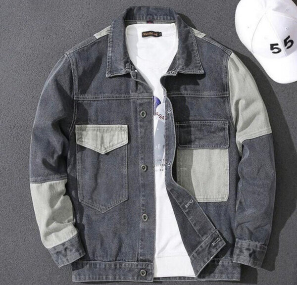Veste en jean bicolore tendance