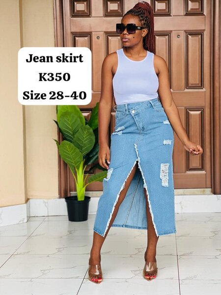 Denim skirt with a slit Size 28-40