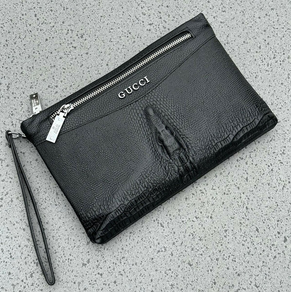 Men Casual Leather Clutch With Wrist Strap