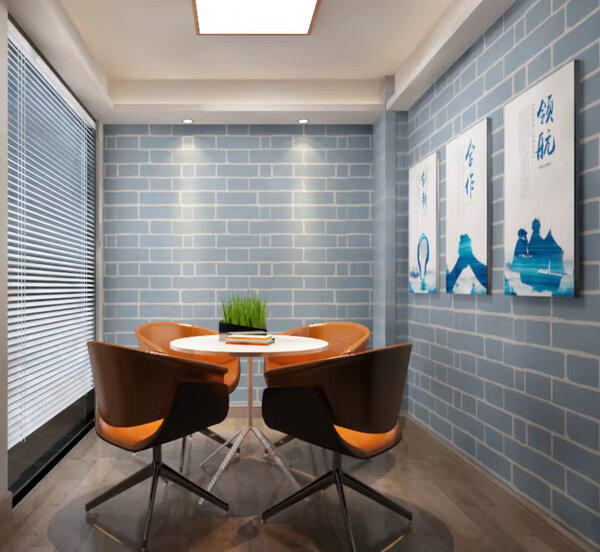 Papier Peint Effet Brique Bleu