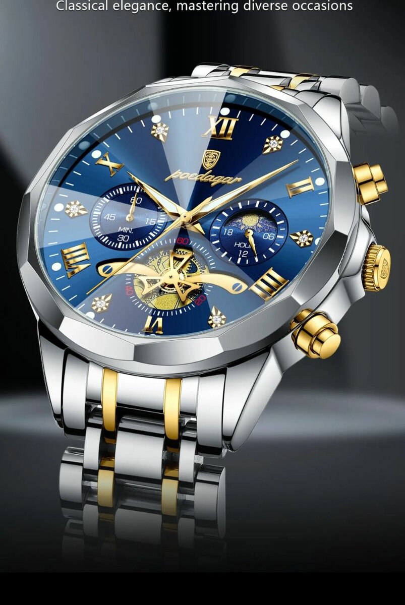 Montre de luxe en acier inoxydable