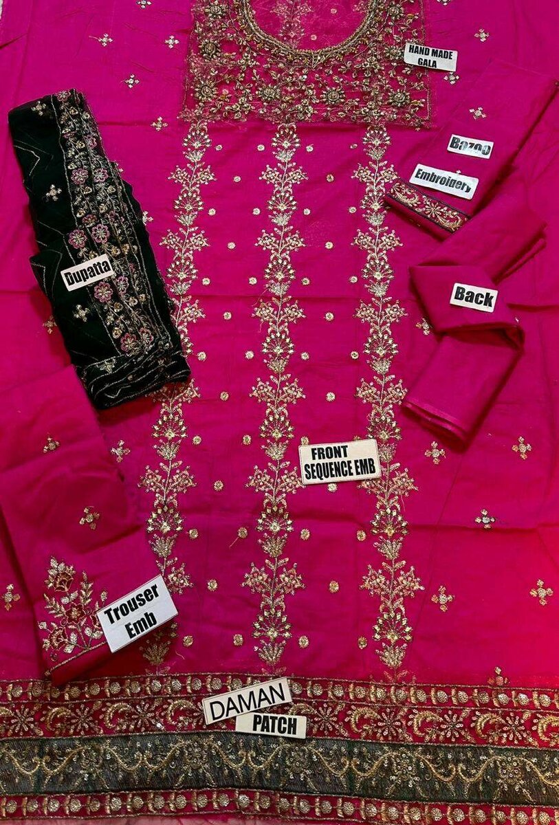 Lady's 3pc Lawn Unstich Suit Video Available