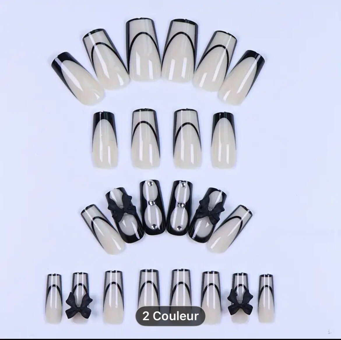 Faux ongles noirs élégants