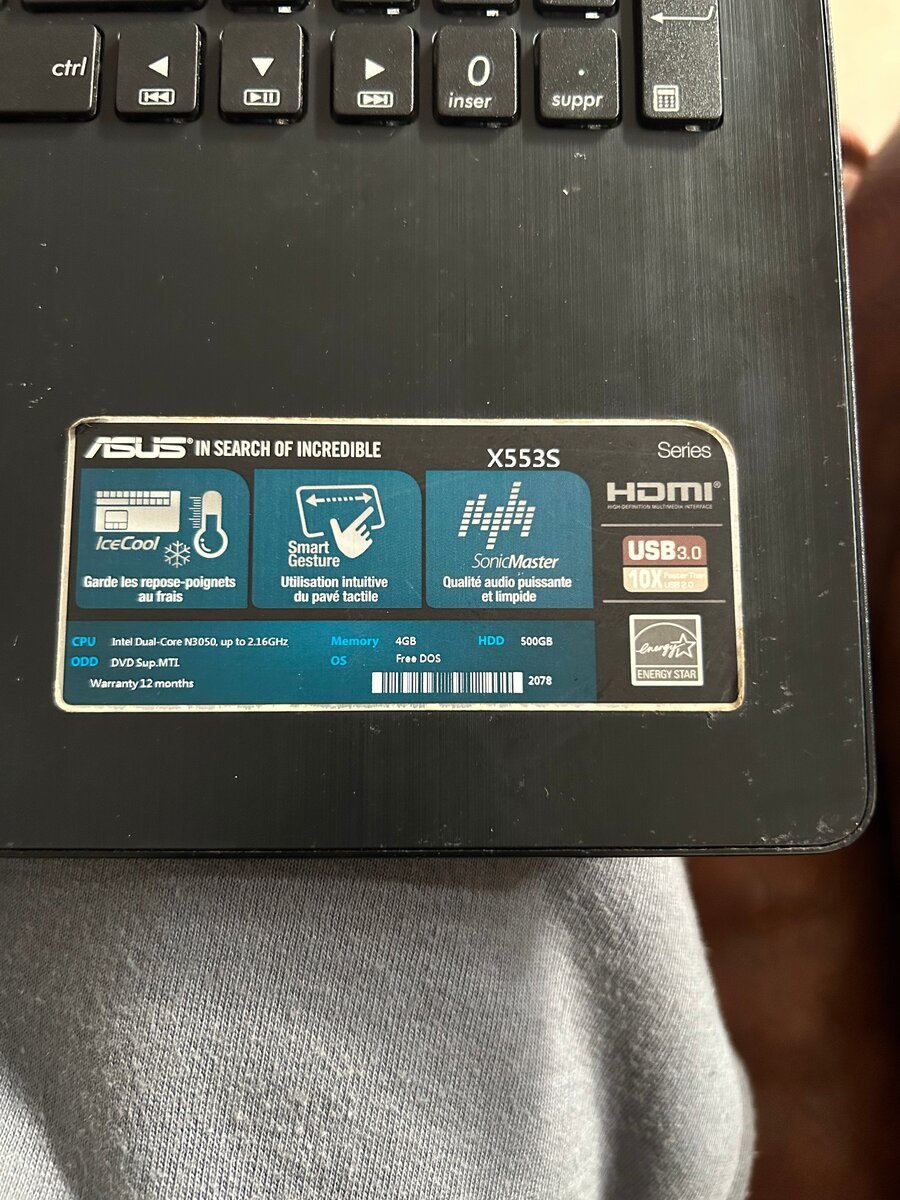 Ordinateur ASUS X553S 15.6"