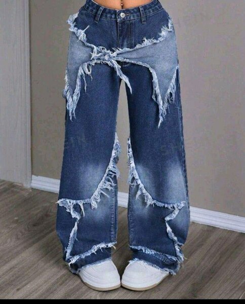 Jeans larges déchirés pour femme