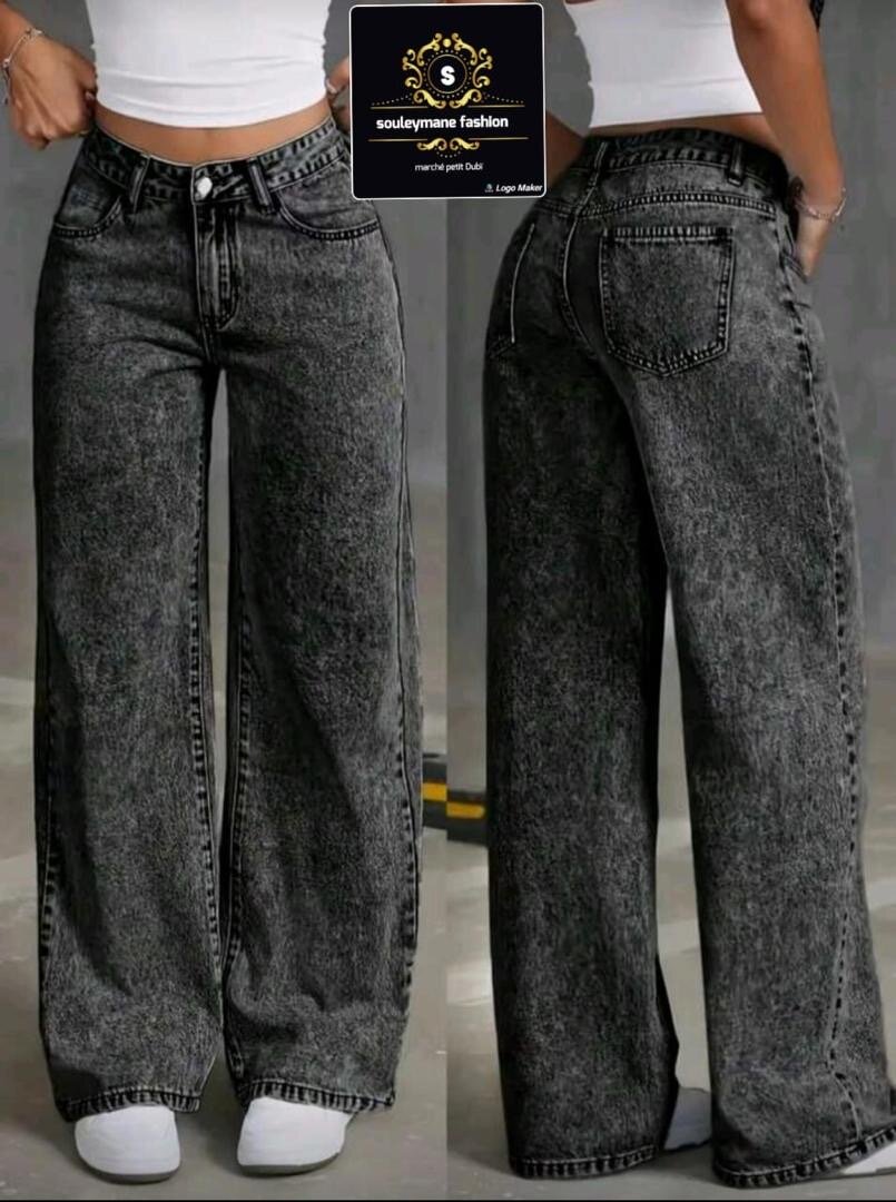 Jean large délavé femme