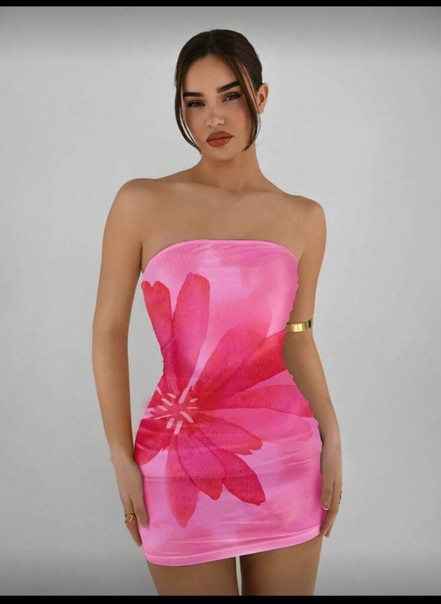 Robe été rose fleurie