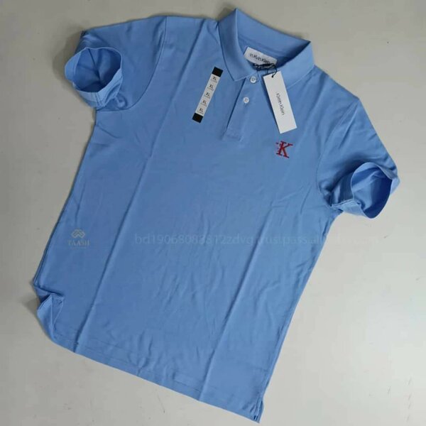 Polo bleu en coton homme