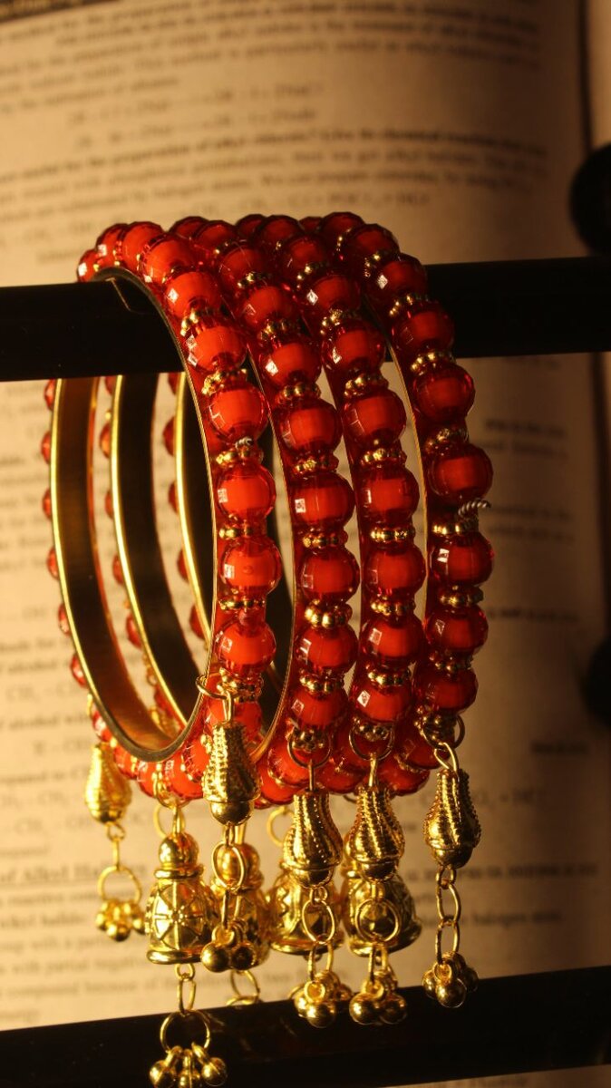 Unique Elegant Red Pearls Design Bangles