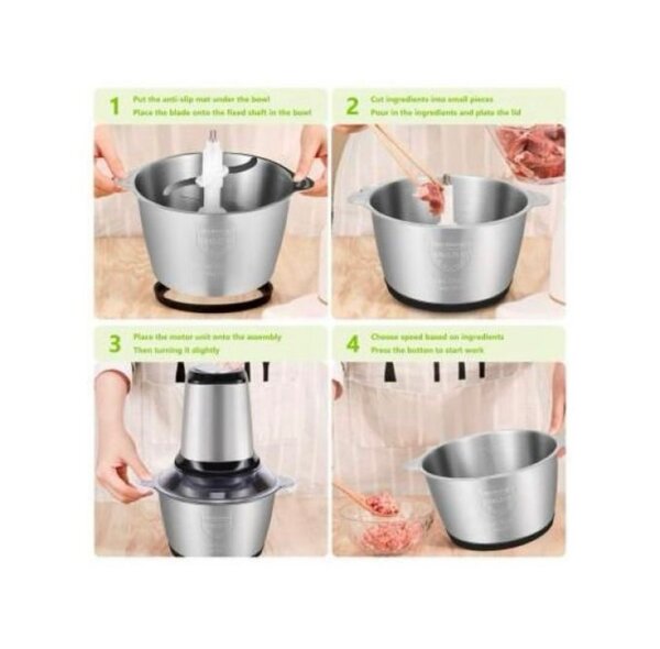 Hachoir Électrique En Acier INOX 2L