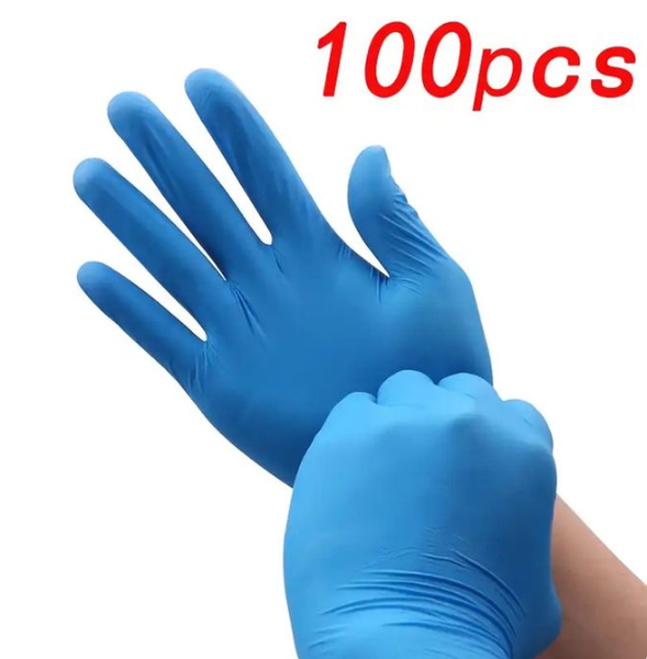 Gant En Plastique Jetable 100 Pièces Bleu Sans Poudre