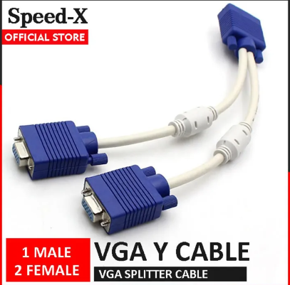 Speed X VGA Y Cable (VGA Splitter) - 1 Male and 2 Female VGA