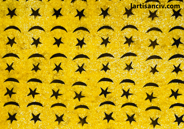 Tissu étoilé jaune vibrant