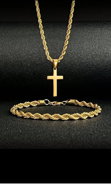 Set collier et bracelet torsadés en or