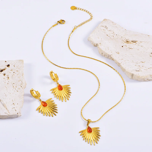 Ensemble Collier et Boucles d'Oreilles Soleil