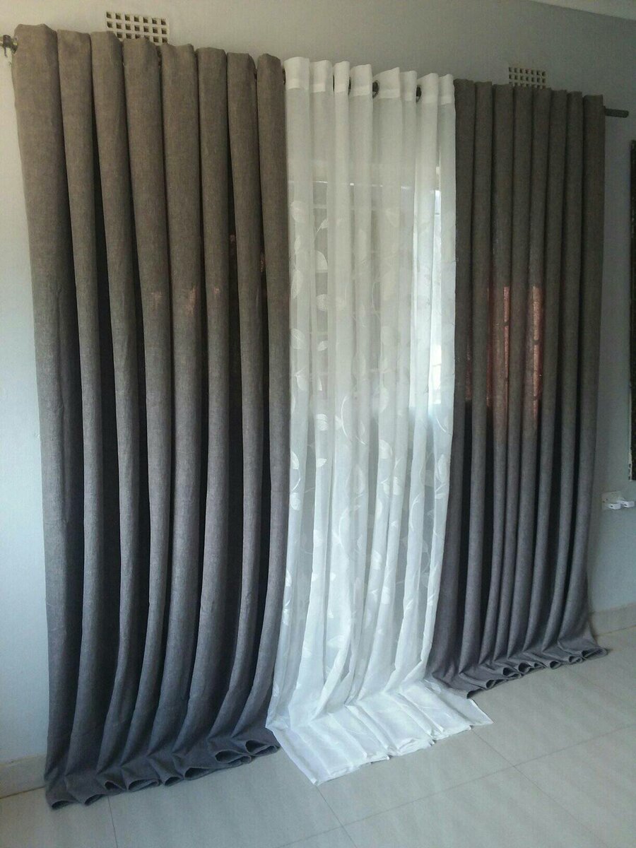 2 drops of curtains gray with white