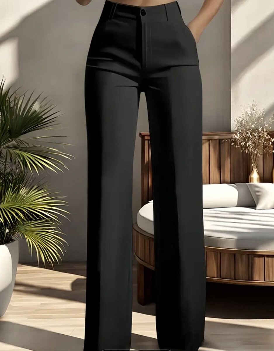 Pantalon Noir Évasé Élégant