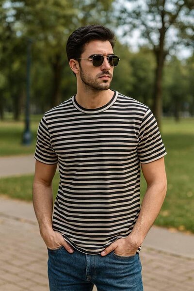 T-shirt rayé pour hommes