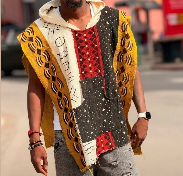 Poncho en laine ethnique