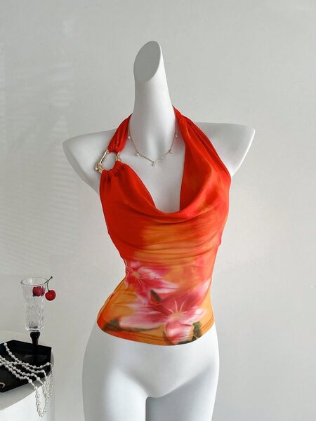 Haut dos-nu floral femme