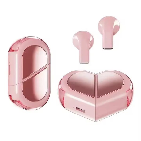 Écouteurs Bluetooth Cœur Rose