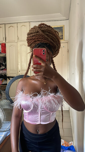 Bustier rose avec plumes SHEIN