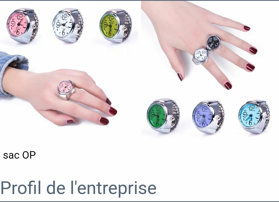 Bague montre quartz colorée