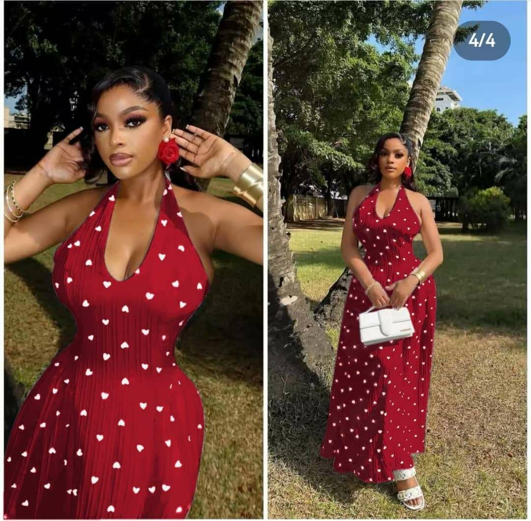 Robe longue à pois chic