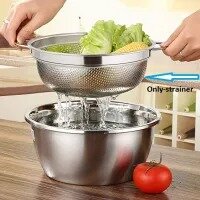 Stainless Steel Colander, Micro-Perforated Metal Colander with Handle, 25.5 cm Colander Strainer for Food Fruit Vegetable Pasta