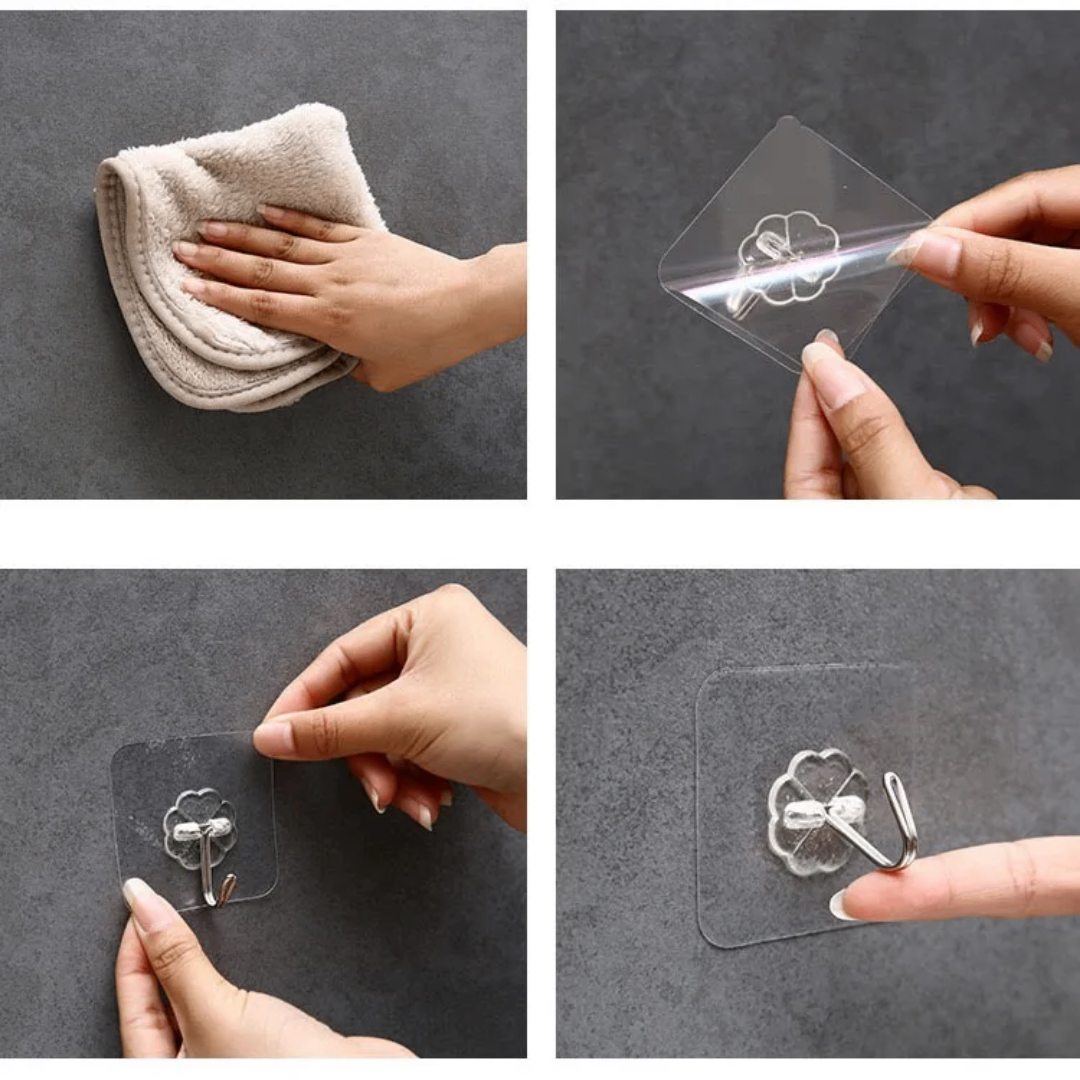 Crochets adhésifs transparents