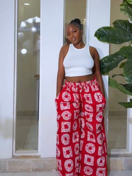 Pantalon large imprimé rouge