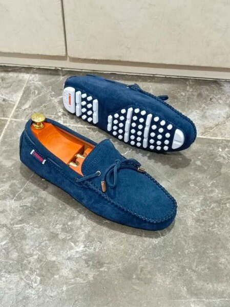 Mocassins en daim bleu pour hommes